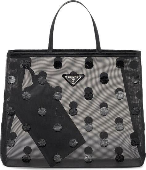 prada sequined mesh tote bag|Prada re edition shoulder bag.